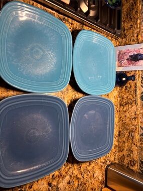 Fiestaware Turquoise and Blue Square Serving Bowls - Set of 4, 10.5 inches